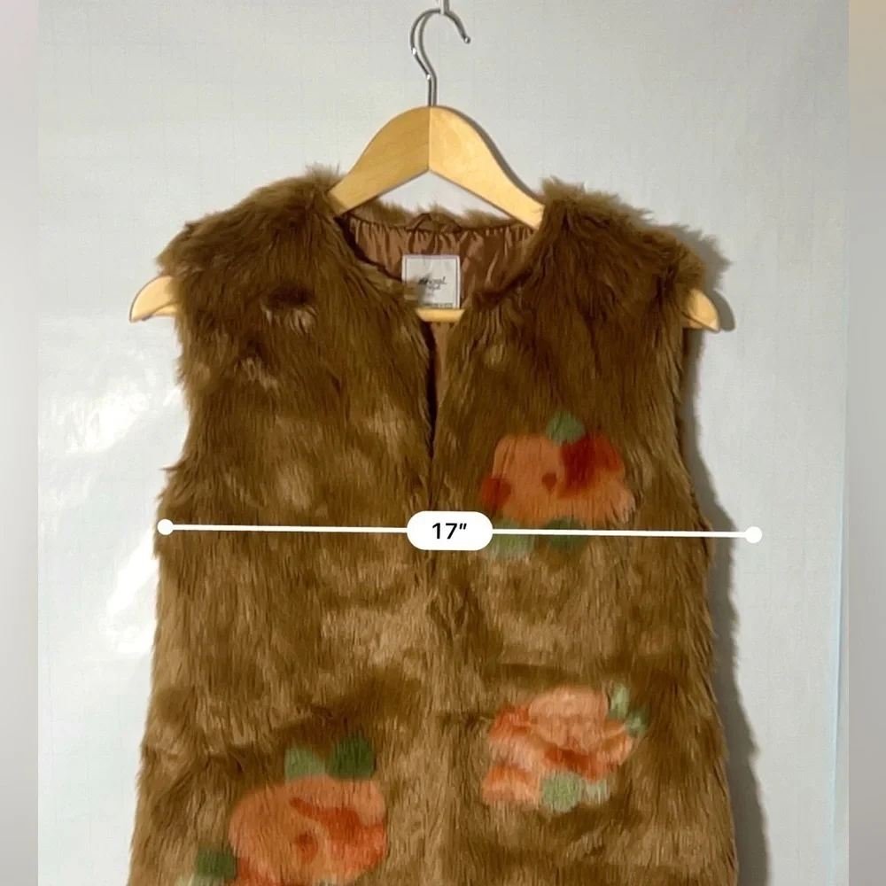 Mayoral Girl Faux-Fur Brown Floral Sleeveless Vest 12
